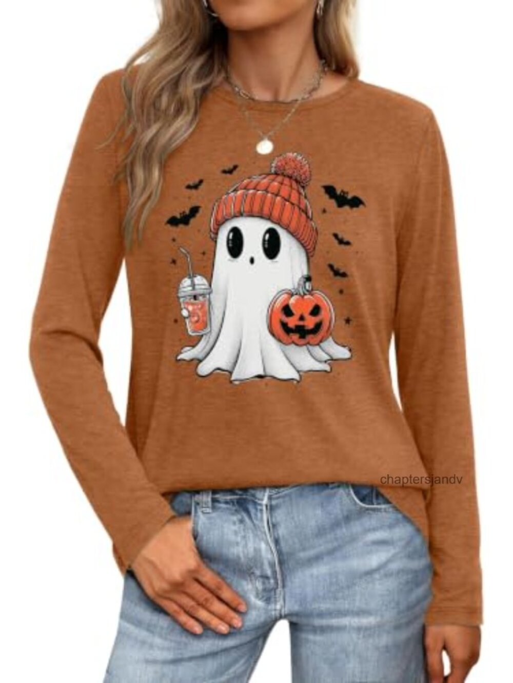 Women's Long Sleeve Thankful Pumpkin Graphic Tee Thanksgiving Fall Casual Top